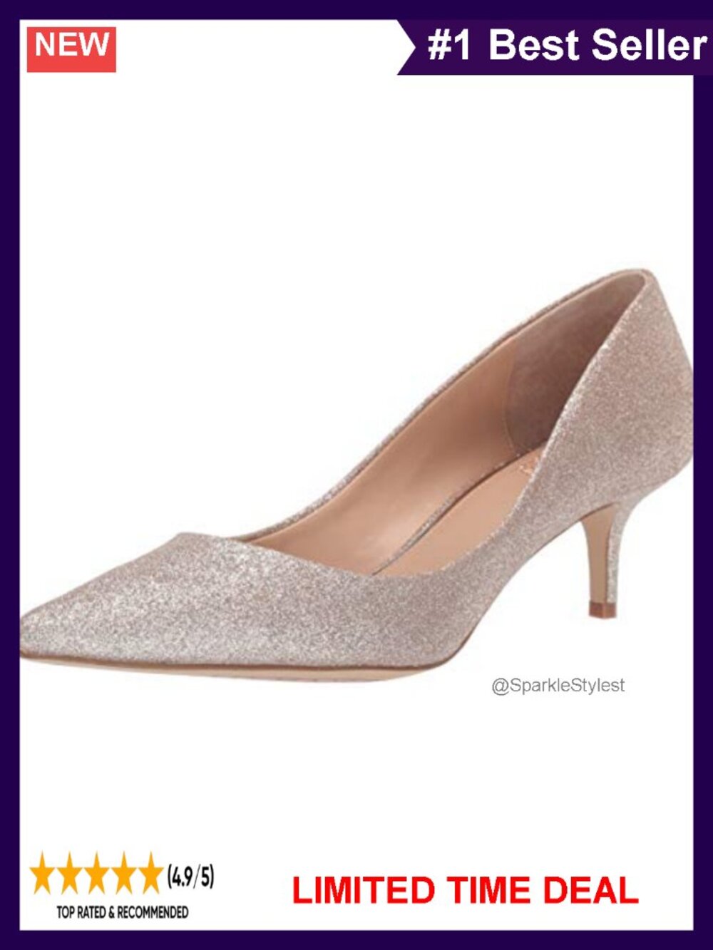 Pointed Toe Kitten Heel Ankle Strap Party Pump